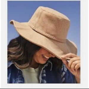 ASN Women's The Harper Floppy Hat Oatmeal Braided Trim New